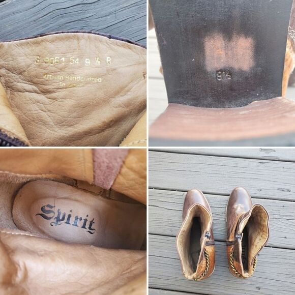 Lucchese Spirit Rachel 2 Tone Brown Tan Leather Harness Western Cowgirl Boots - Picture 8 of 9